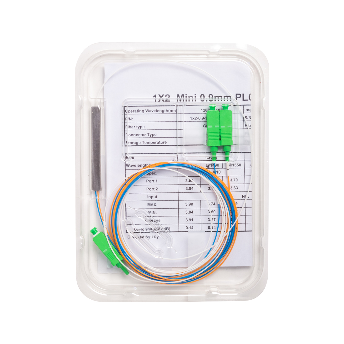 А-Оптик Сплиттер оптоволоконный PLC А-Оптик 1х2 SC/APC 1,5m SM
