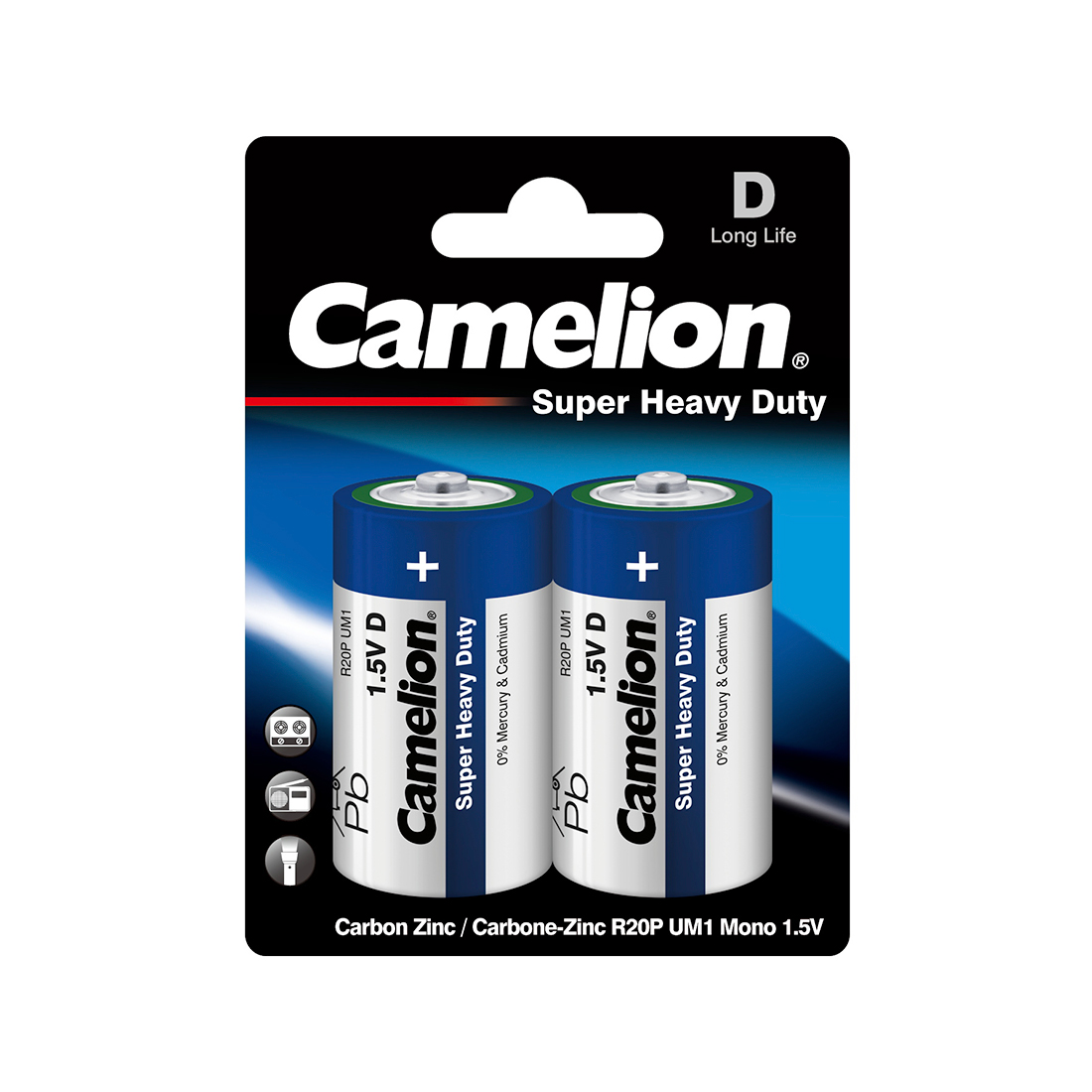 Camelion Батарейка CAMELION Super Heavy Duty R20P-BP2B 2 шт. в блистере