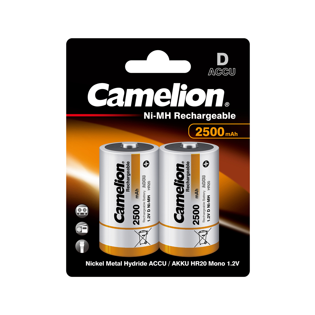 Camelion Аккумулятор CAMELION Rechargeable Ni-MH NH-D2500BP2 2 шт. в блистере