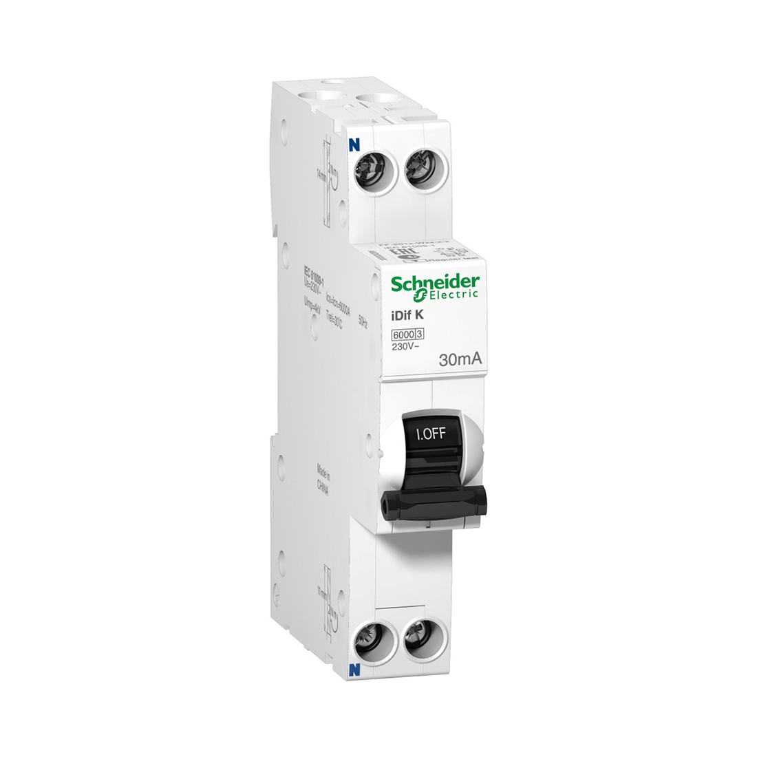 Schneider Electric Дифференциальный автомат SE A9D49616, Acti9 1P+N 16А 1 модуль 18мм C 30 мА тип A 6 кА