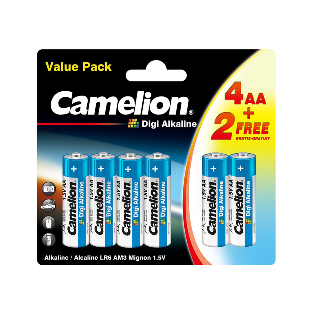Camelion Батарейка CAMELION Digi Alkaline 4+2LR6DG-BP 6 шт. в блистере