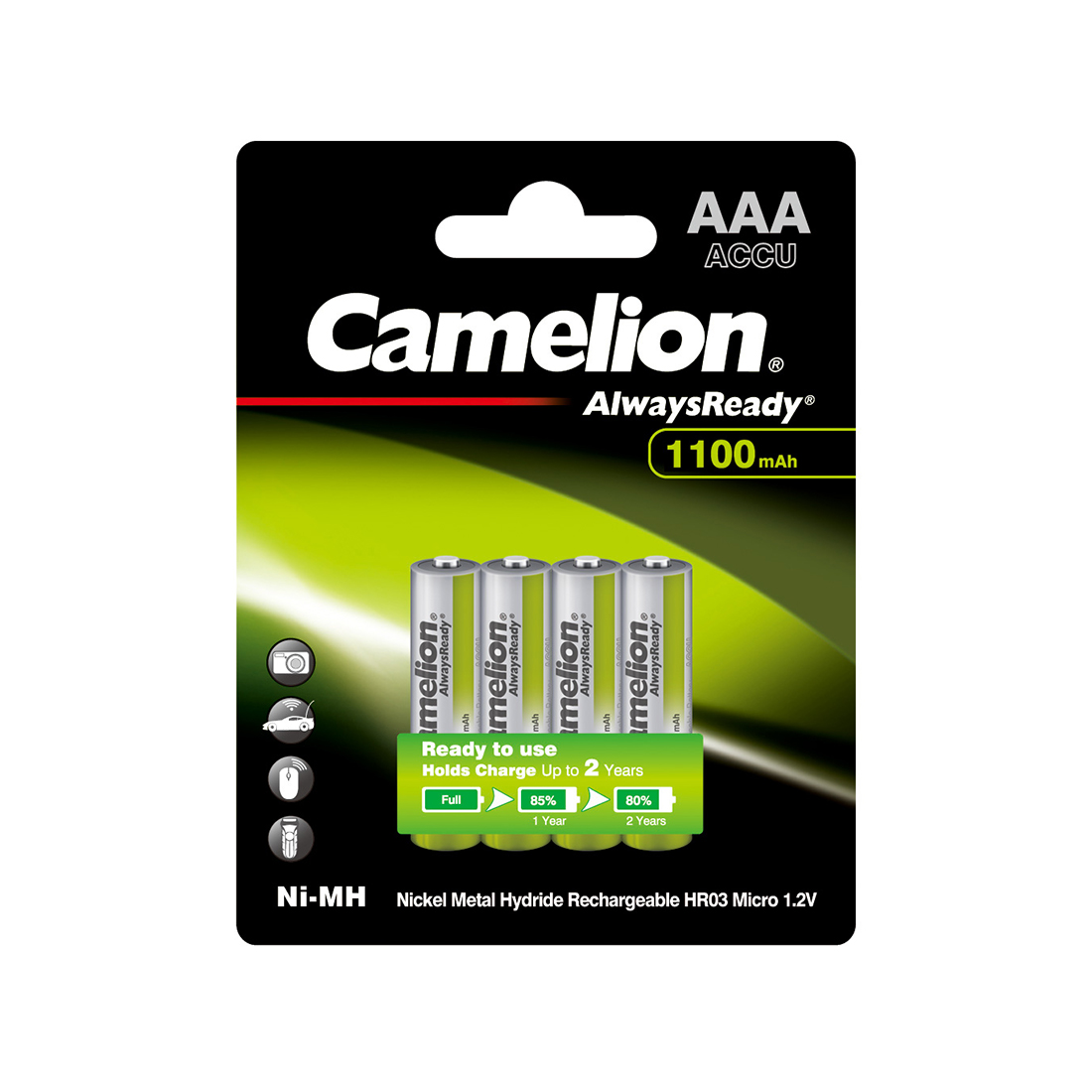 Camelion Аккумулятор CAMELION AlwaysReady Ni-MH Rechargeable NH-AAA1100ARBP4 4 шт. в блистере