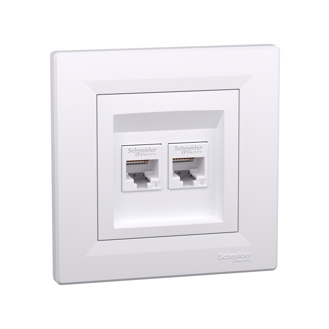 Schneider Electric Розетка двойная компьютерная SE EPH4800121 Asfora RJ45 кат. 6 в сборе белый