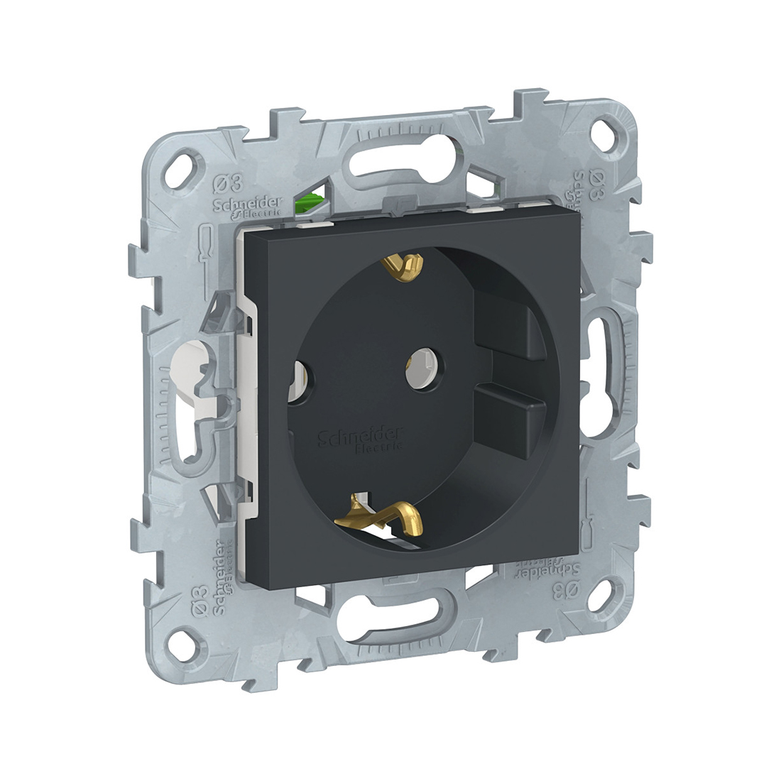 Schneider Electric Розетка с заземлением SE NU505654 Unica New быстрозажимные клеммы антрацит