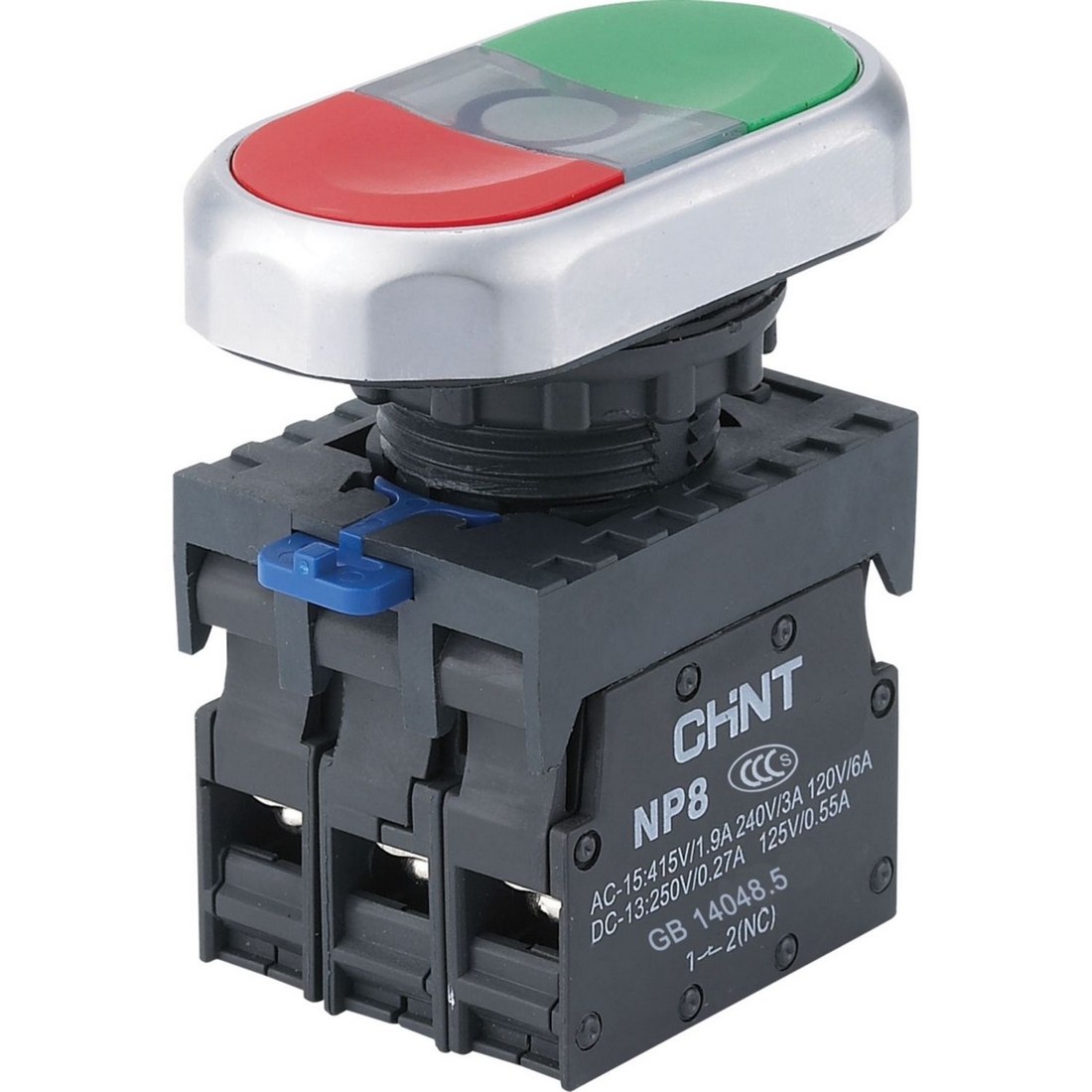 CHINT Двойная кнопка CHINT NP8-11SD 1НО+1НЗ красная AC110В-220В(LED) IP65