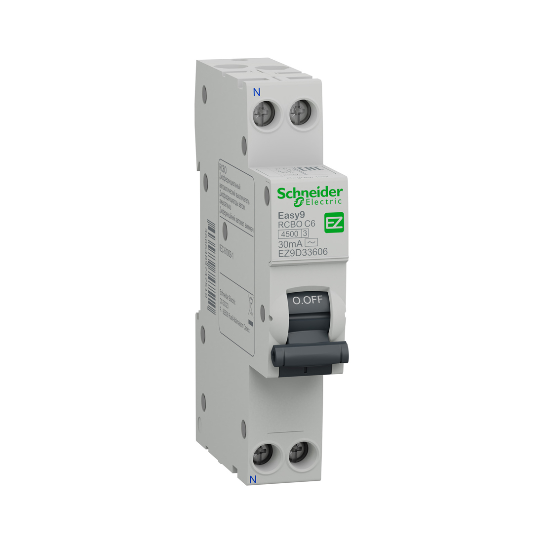 Schneider Electric Дифференциальный автоматический выключатель SE EASY9 1P+N C 6А 1 модуль 18 мм 30мА AC