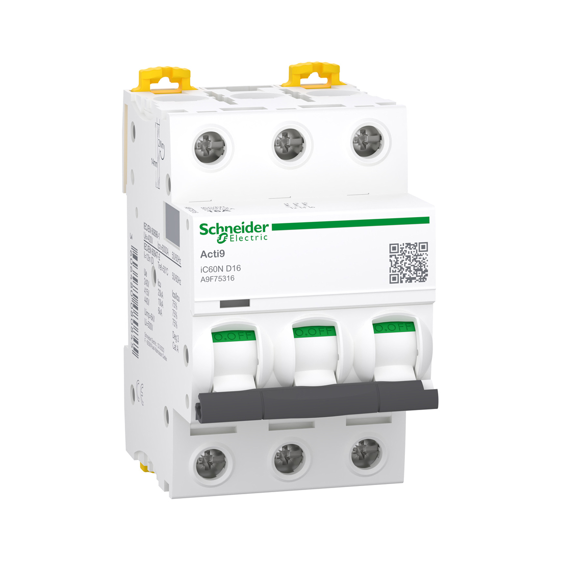 Schneider Electric Автоматический выключатель SE A9F75316 Acti9 iC60N 3P 16А D 6 kA