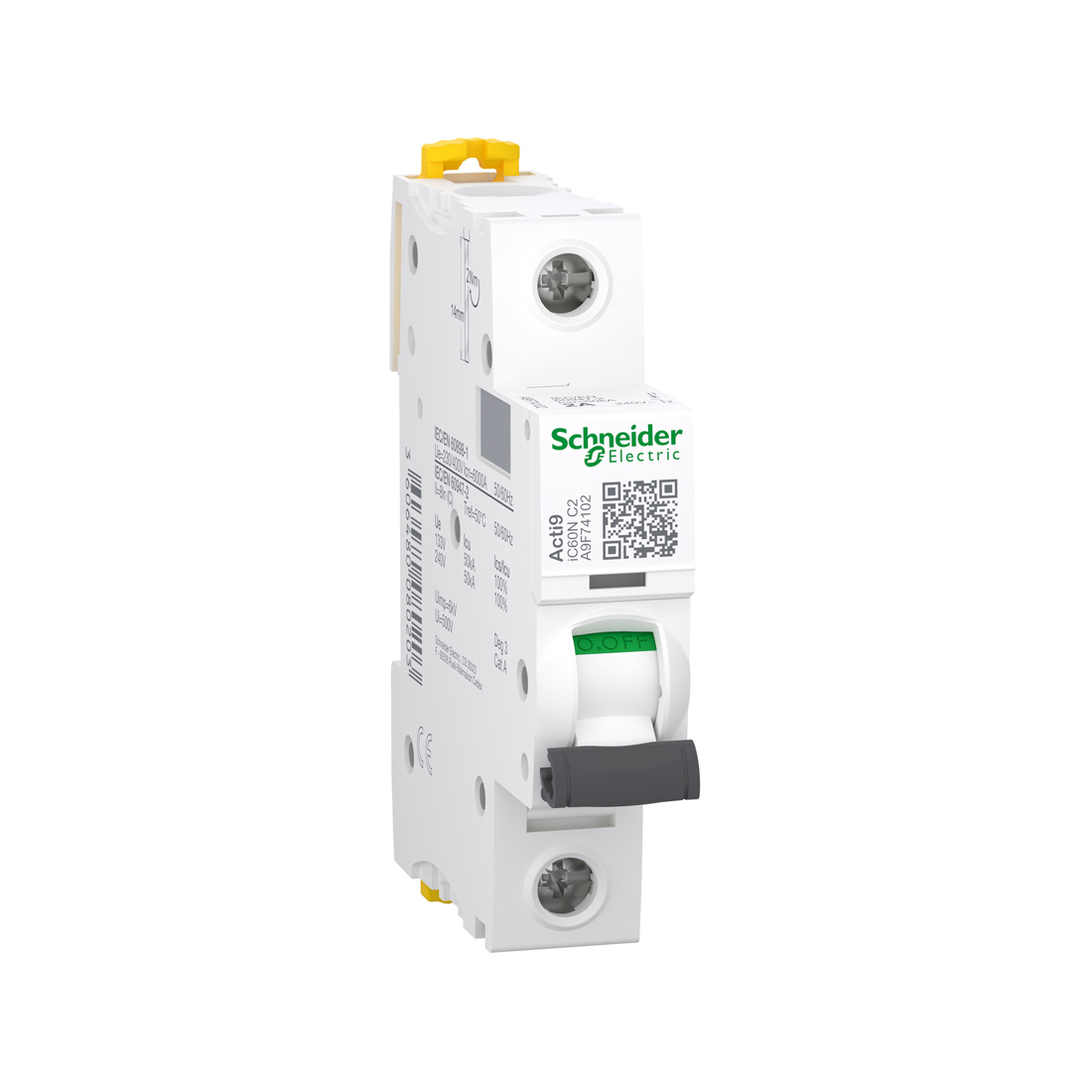 Schneider Electric Автоматический выключатель SE A9F74102 Acti9 iC60N 1P 2А C 6кА