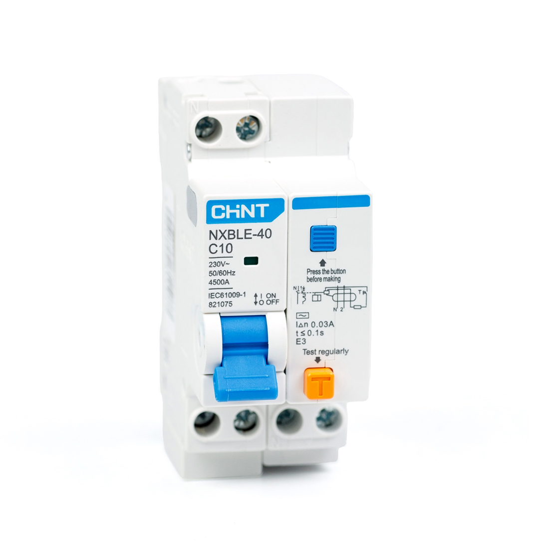 CHINT Дифференциальный автомат CHINT NXBLE-40 1P+N 10А C 30mA эектронный тип AC 4,5kA