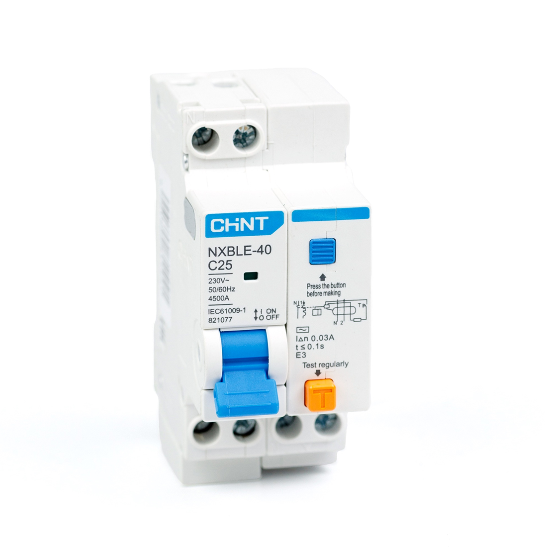 CHINT Дифференциальный автомат CHINT NXBLE-40 1P+N 25А C 30mA эектронный тип AC 4,5kA