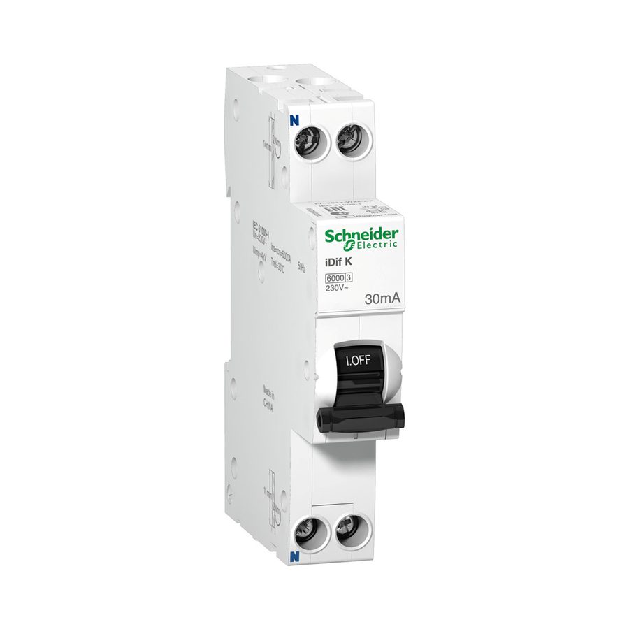 Schneider Electric Дифференциальный автомат SE A9D49616, Acti9 1P+N 16А 1 модуль 18мм C 30 мА тип A 6 кА