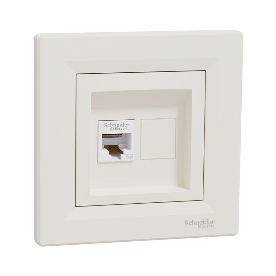Schneider Electric Розетка компьютерная SE EPH4300123 Asfora RJ45 кат. 5e в сборе кремовый