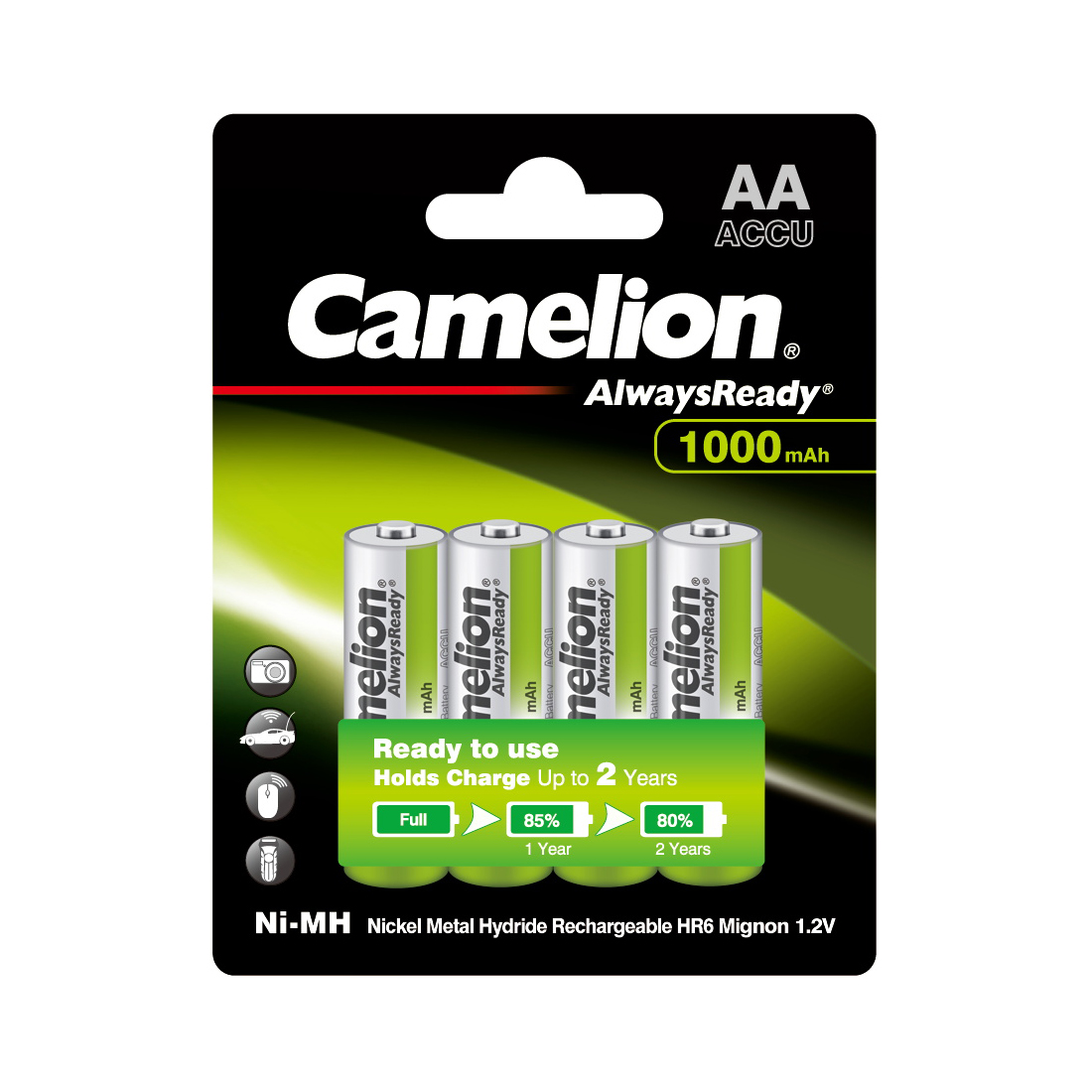 Camelion Аккумулятор CAMELION AlwaysReady Rechargeable Ni-MH NH-AA1000ARBP4 4 шт. в блистере