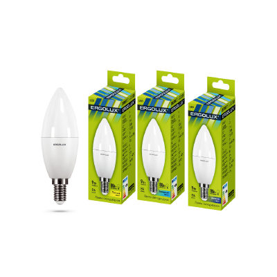 Ergolux Эл. лампа светодиодная Ergolux LED-C35-9W-E14-4K, Холодный