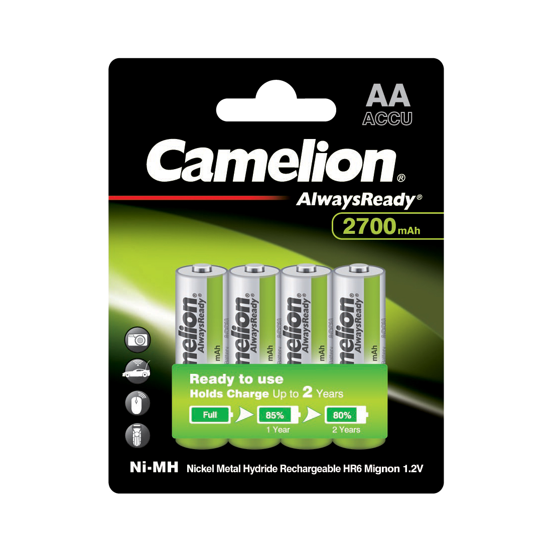 Camelion Аккумулятор CAMELION AlwaysReady Ni-MH Rechargeable NH-AA2700ARBP4 4 шт. в блистере