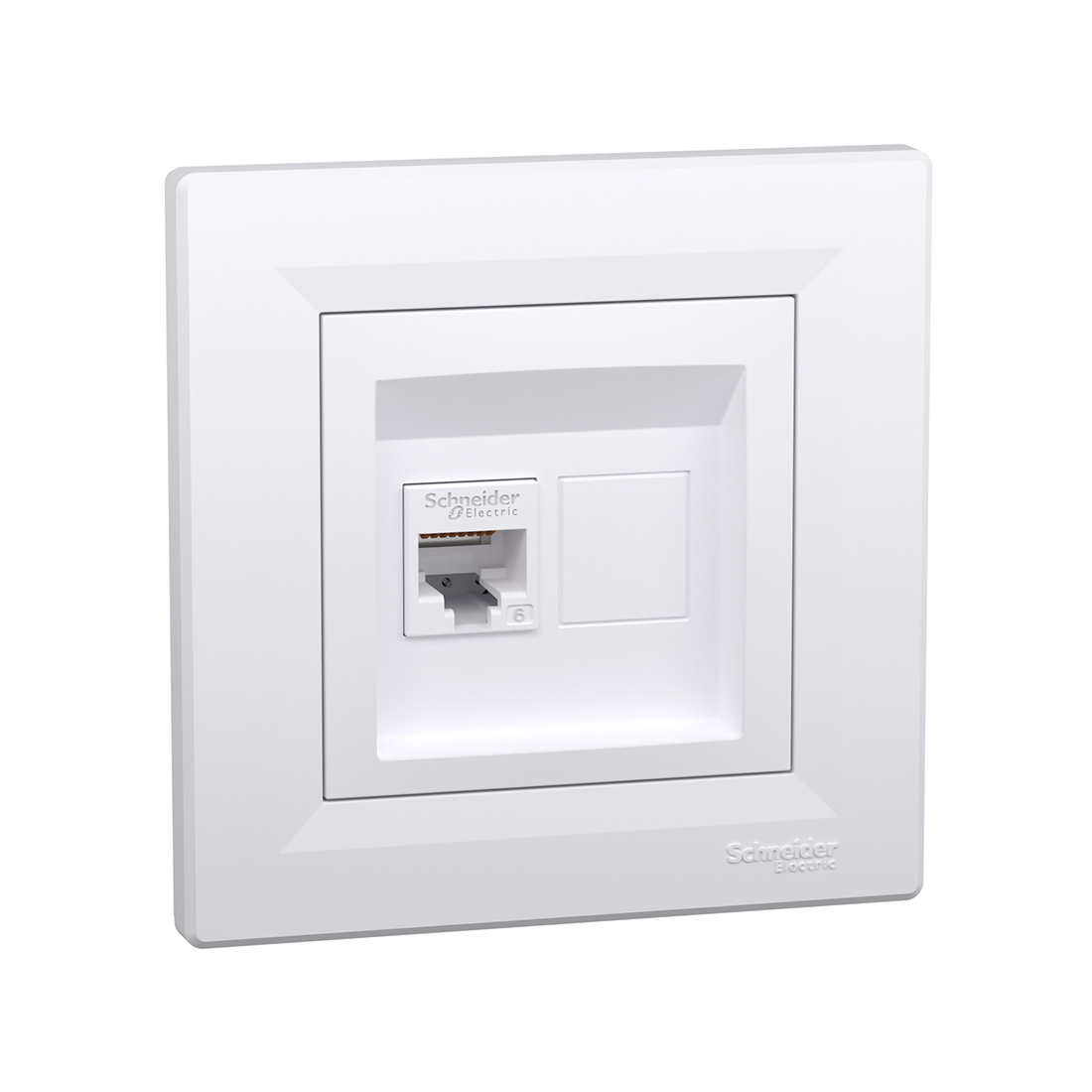 Schneider Electric Розетка компьютерная SE EPH4700121 Asfora RJ45 кат. 6 в сборе белый