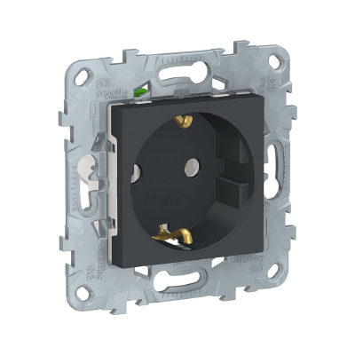 Schneider Electric Розетка с заземлением SE NU505654 Unica New быстрозажимные клеммы антрацит