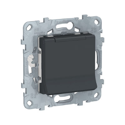 Schneider Electric Розетка с заземлением SE NU503754TA Unica New с/штор с/кр IP40 антрацит