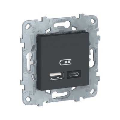 Schneider Electric Розетка USB SE NU501854 Unica New 5В/2400 мА антрацит