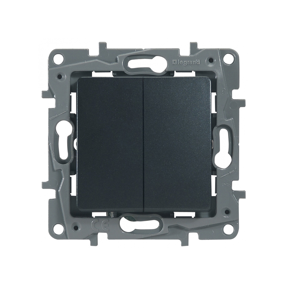 Legrand Переключатель двухклавишный Legrand 672612 Etika 10 A 250 В антрацит
