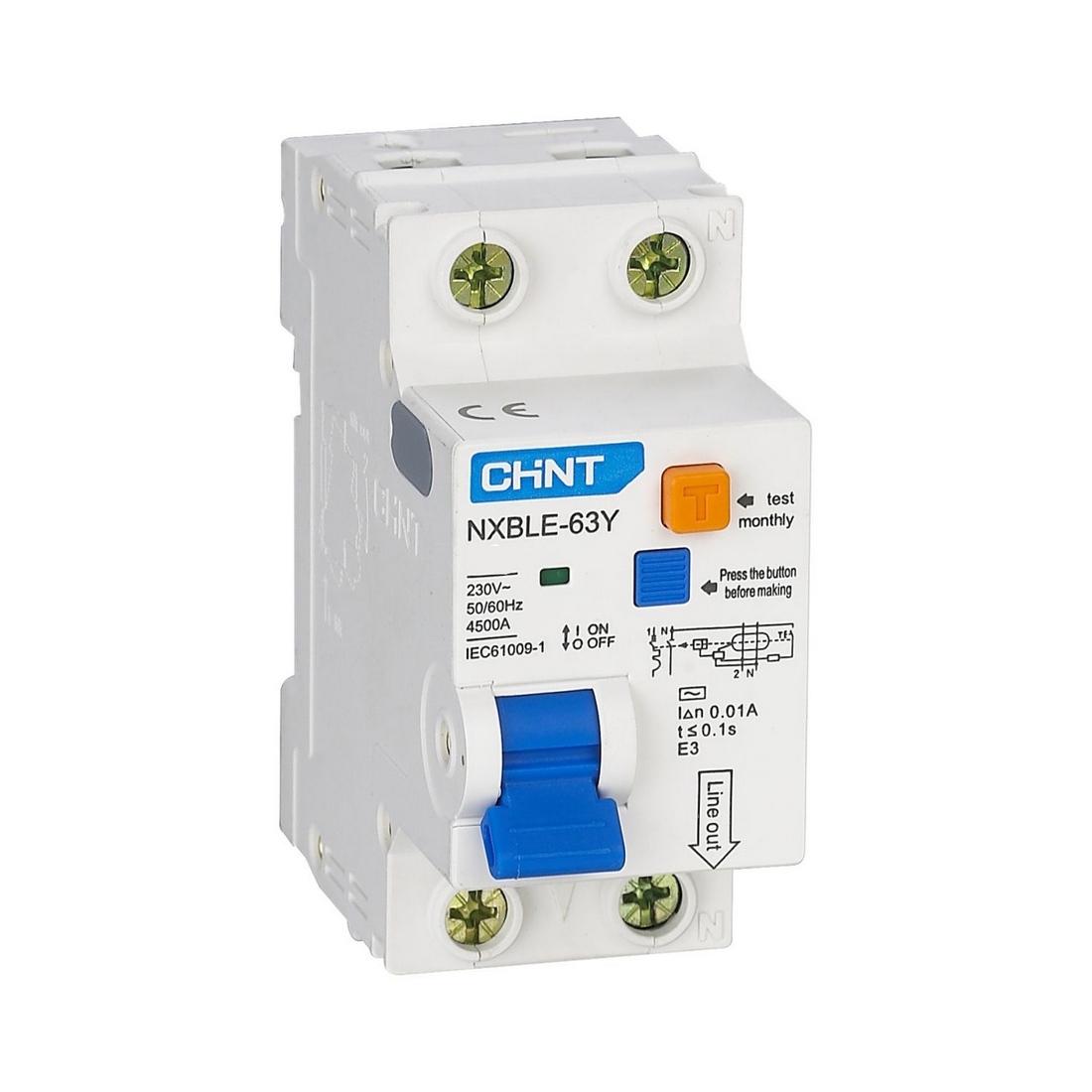 CHINT Дифференциальный автомат CHINT NXBLE-63Y 1P+N 25А C 30mA AC 4,5kA