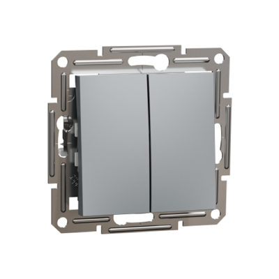 Schneider Electric Выключатель двухклавишный SE EPH0300162 Asfora 10AX мех.быстрозажимной сталь
