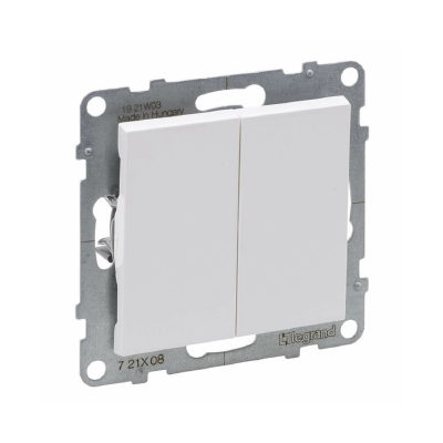 Legrand Переключатель двухклавишный Suno 10А 250В безвинт.зажим Белый