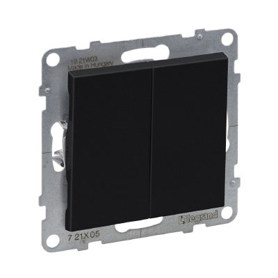 Legrand Выключатель двухклавишный Suno 10А 250В безвинт.зажим Антрацит