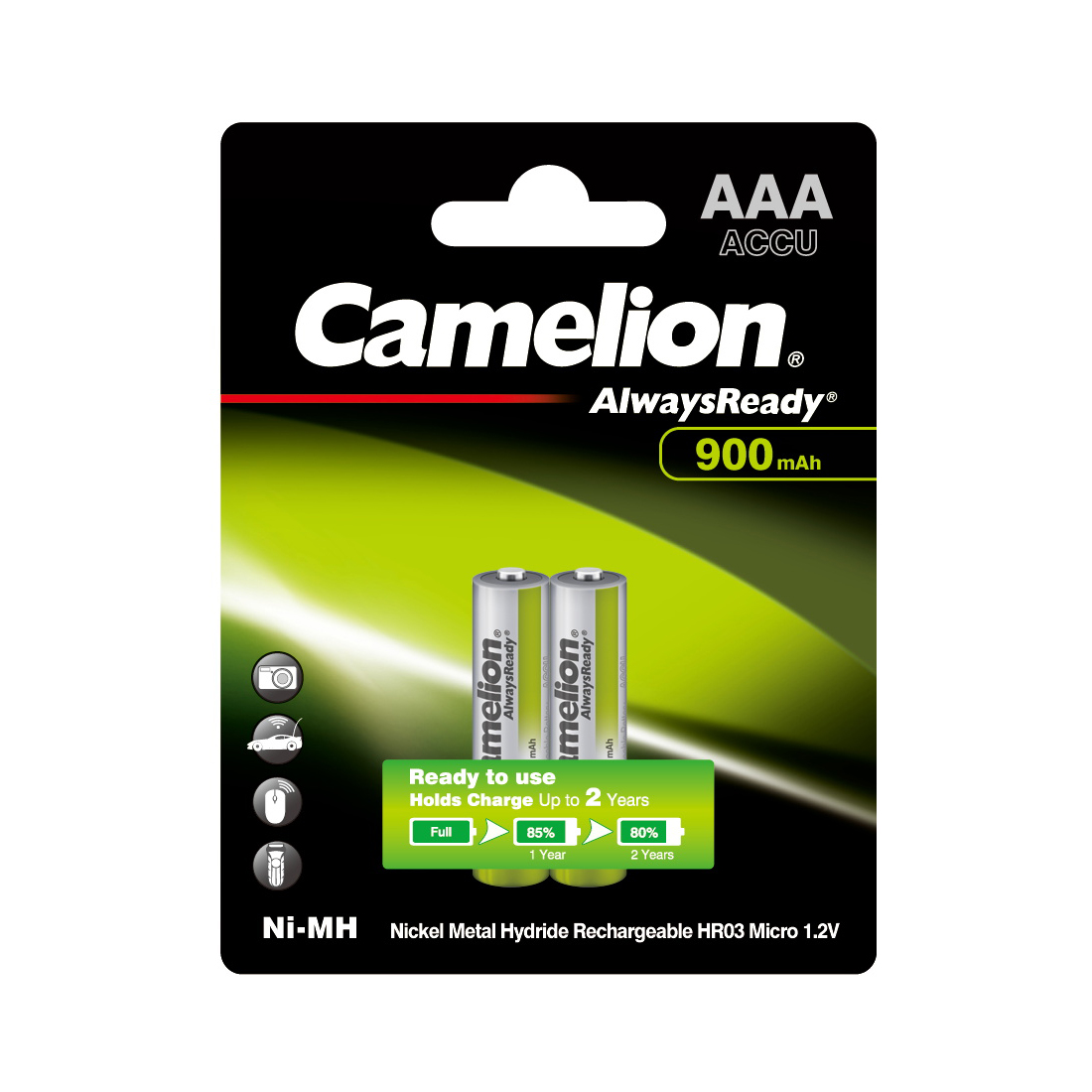 Camelion Аккумулятор CAMELION AlwaysReady Rechargeable Ni-MH NH-AAA900ARBP2 2 шт. в блистере