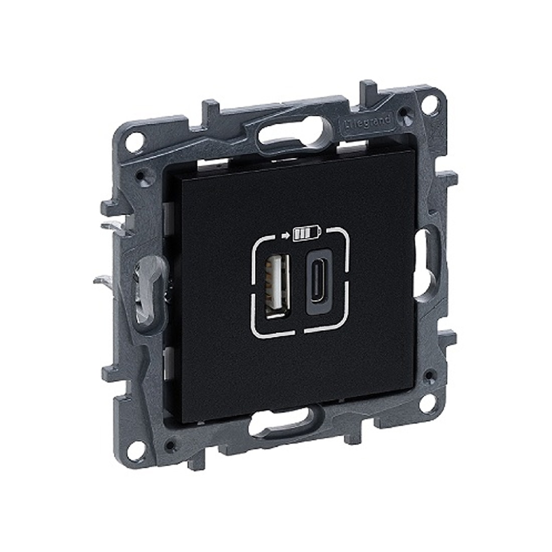 Legrand Розетка USB Niloe Step Тип А+C 12Вт+15Вт 5В Чёрный new